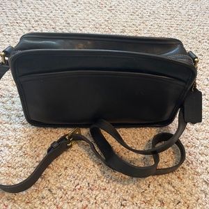 Black leather Coach crossbody bag